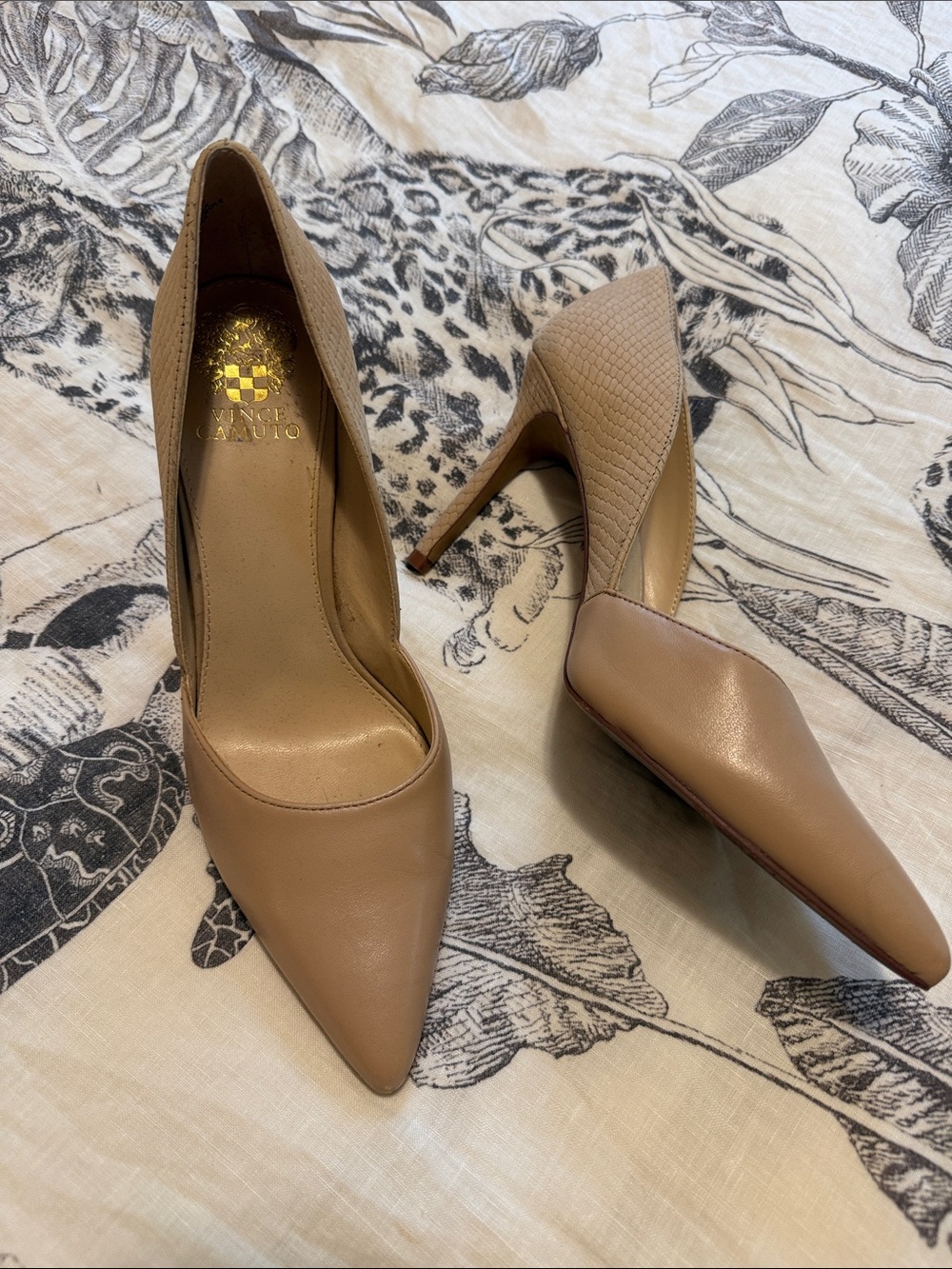 Vince Camuto Taupe Textured & Smooth Pointed-Toe Pumps